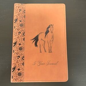 New 5 Year Brown Faux Leather Journal.  Horse Theme.  With famous quotes